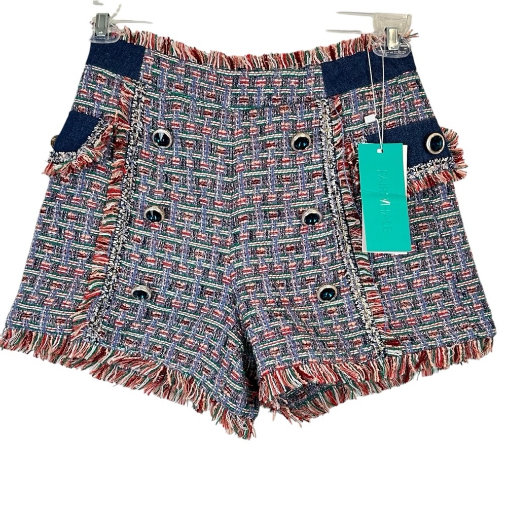 Fairwhale Woven Plaid Glam Lined Sailor Shorts Size M🔥